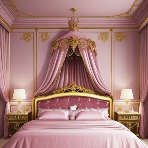 Elegant Pink Diamond Princess Room with Velvet Bedding