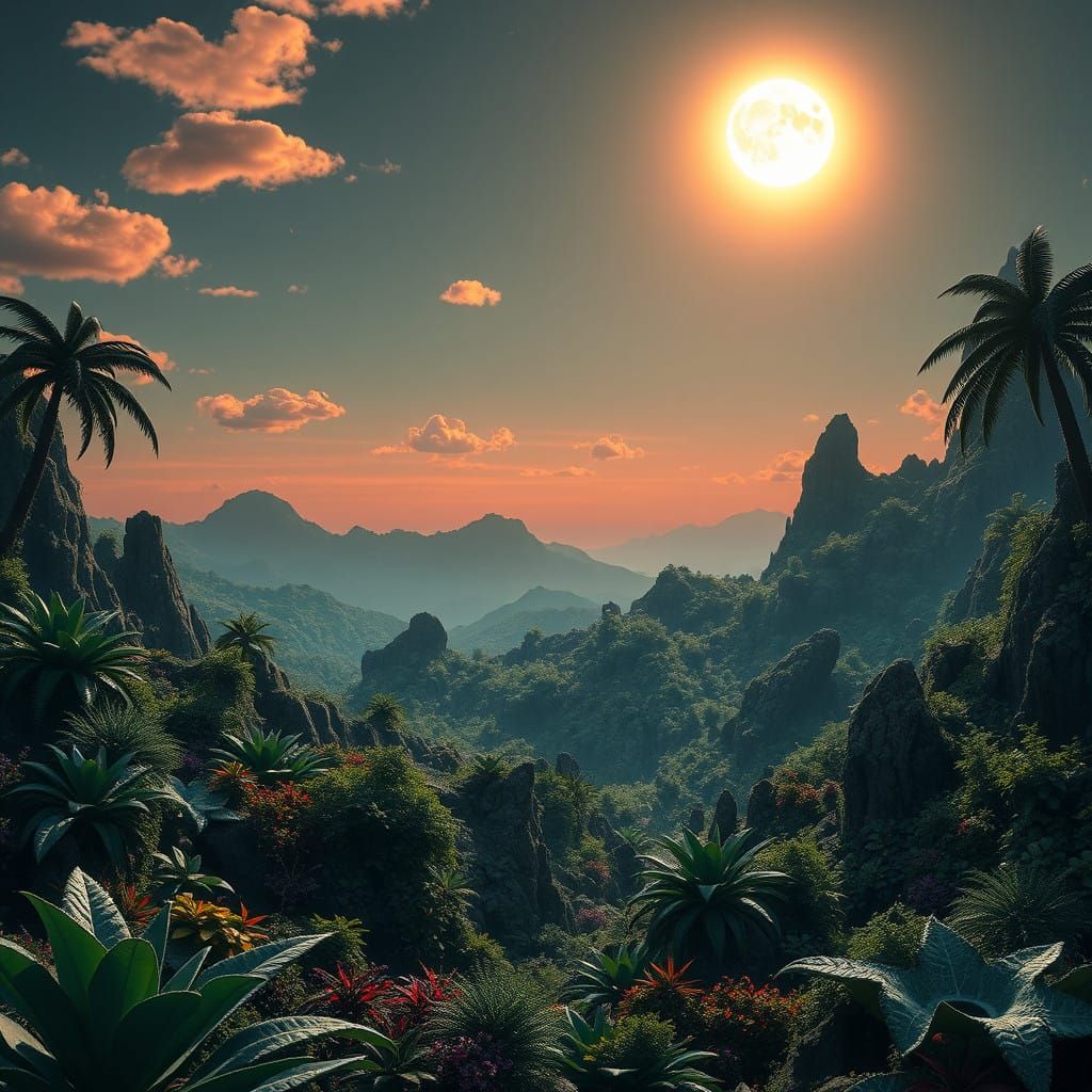 Surreal Alien World Unfolds with Lush Plant-Life and Double ...