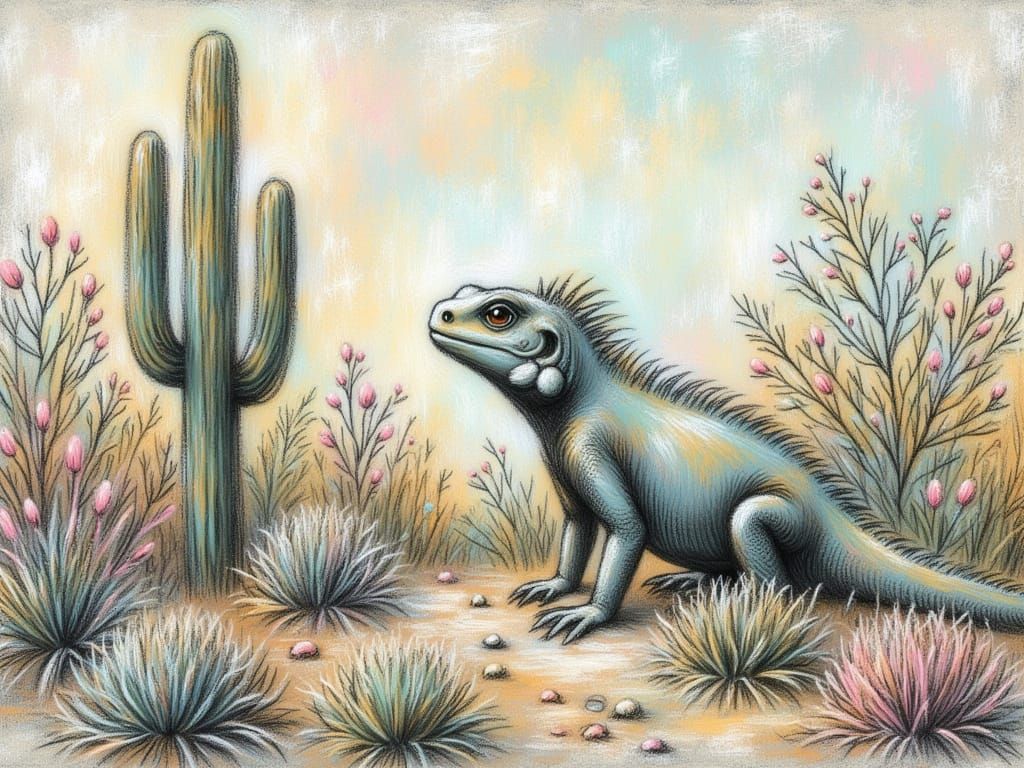 Chalk Art- Desert Iguana