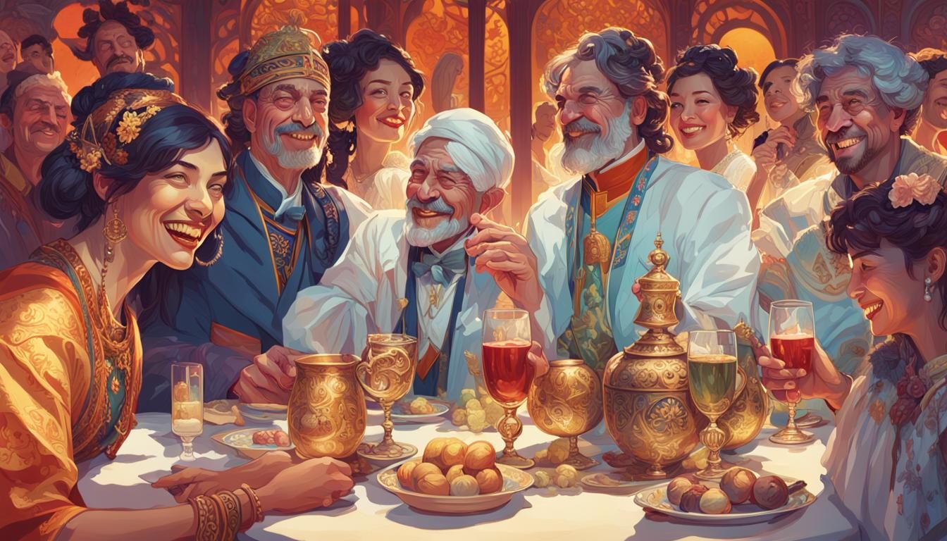 Joyful Gathering: Concept Art in Artgerm Style