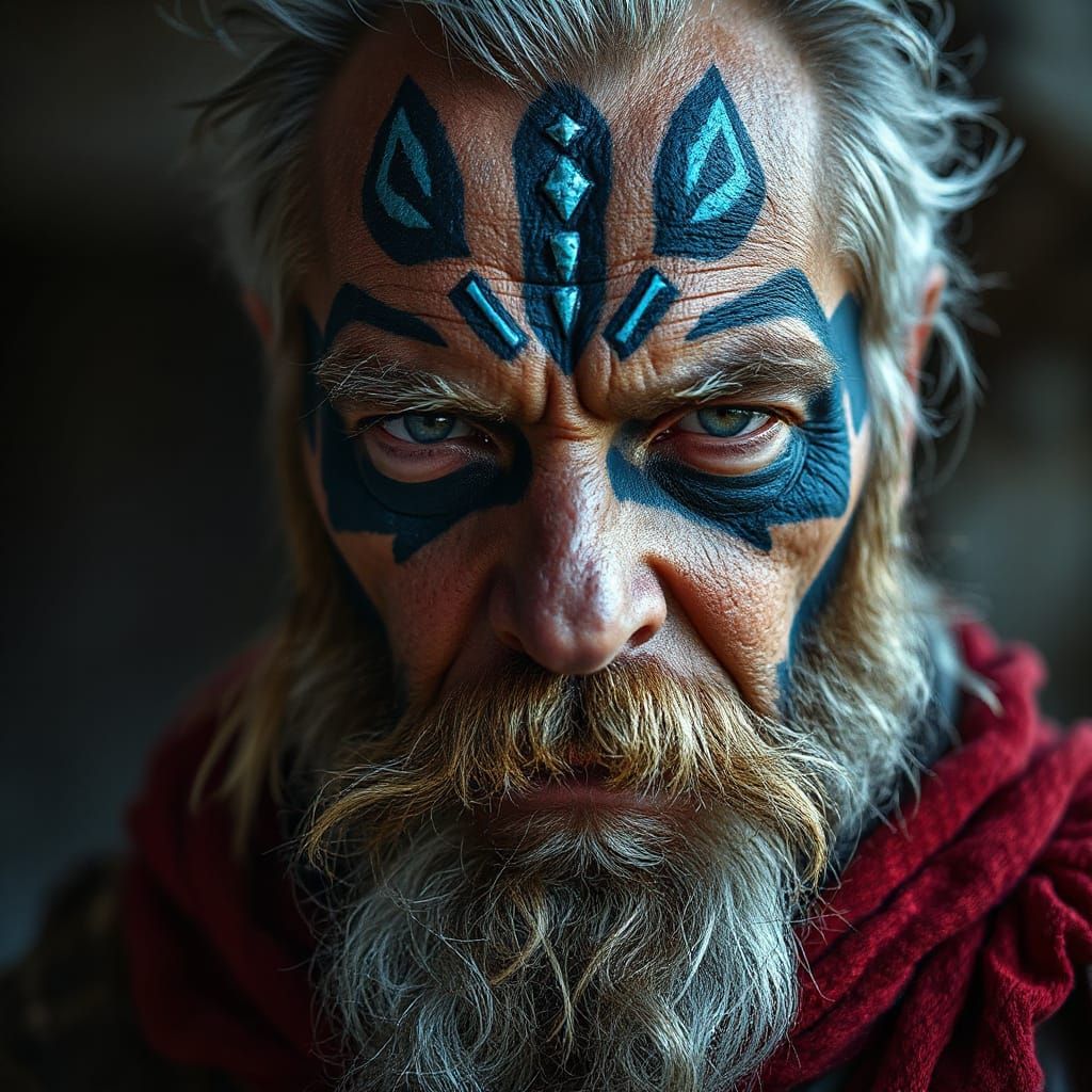Hyperrealistic Portrait of a Tribal Warrior Chief