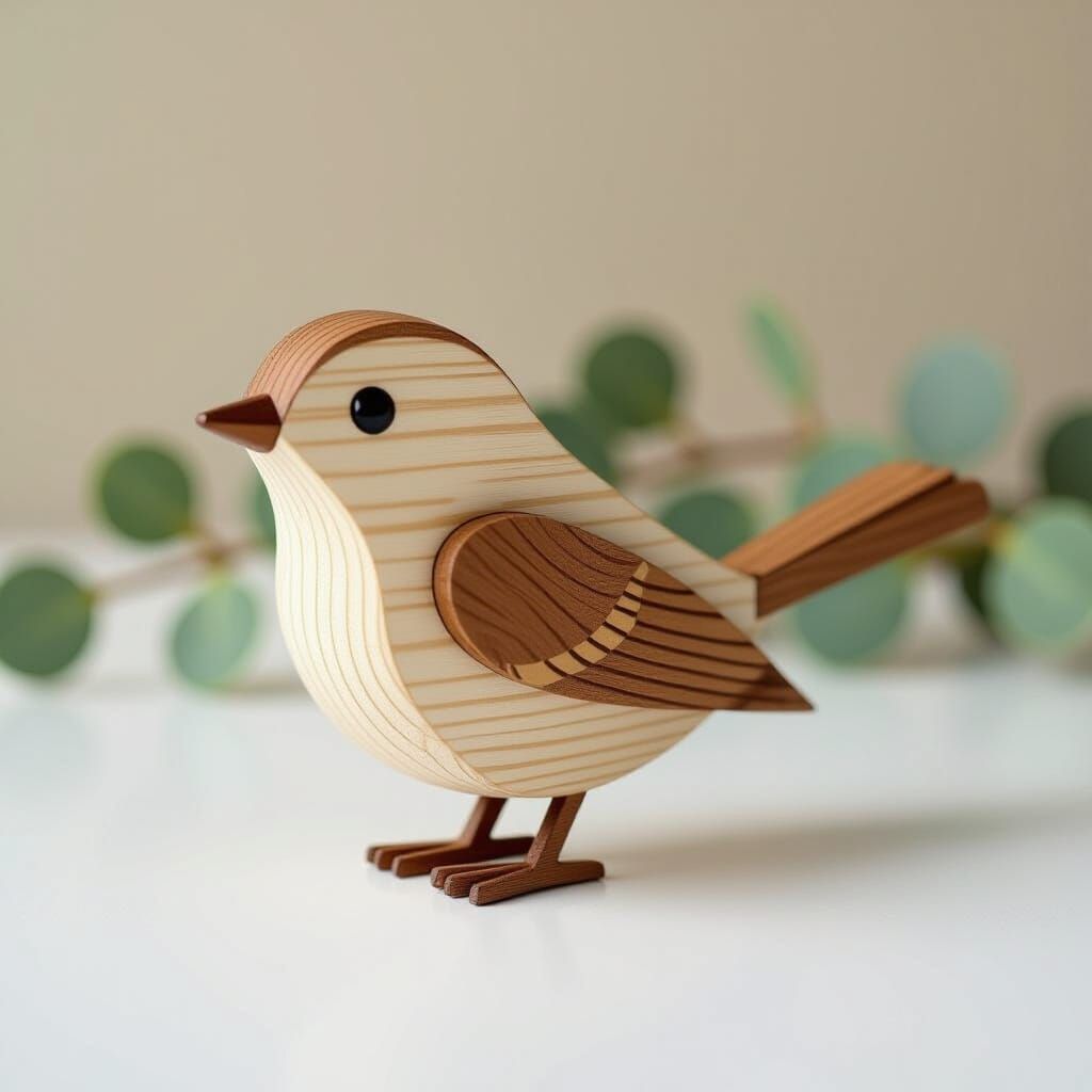 Cute Wooden Bird Sculpture