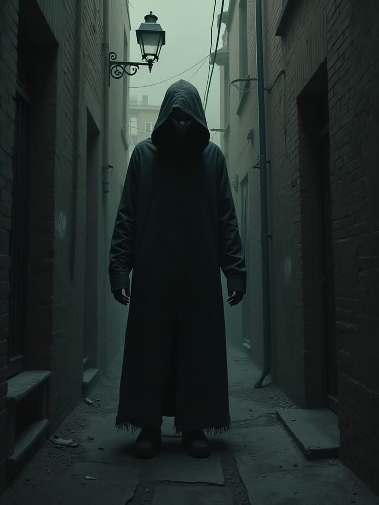 Gothic Figure in Shadows Casts Foreboding Silhouette