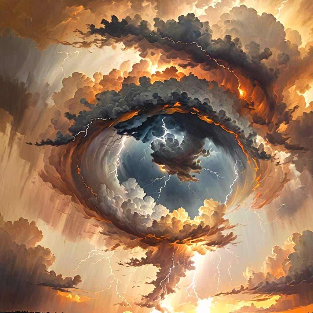 Eye of the Storm: Lightning Illuminates Cloudy Sky