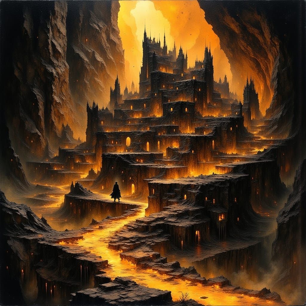 Ancient City Carved into Glowing Cliff Face