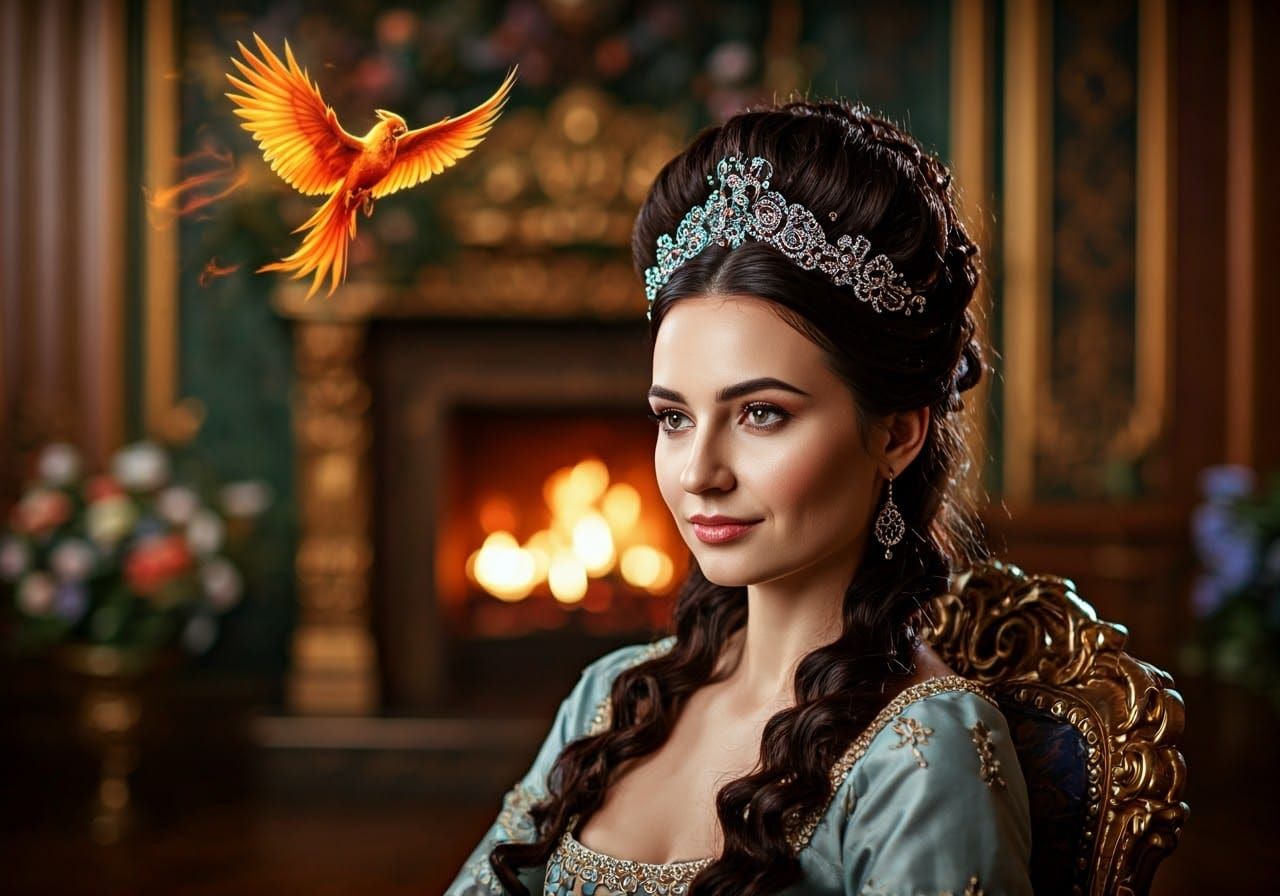 Baroque Enchantress in Luxurious Gold and Jewel-Toned Splend...