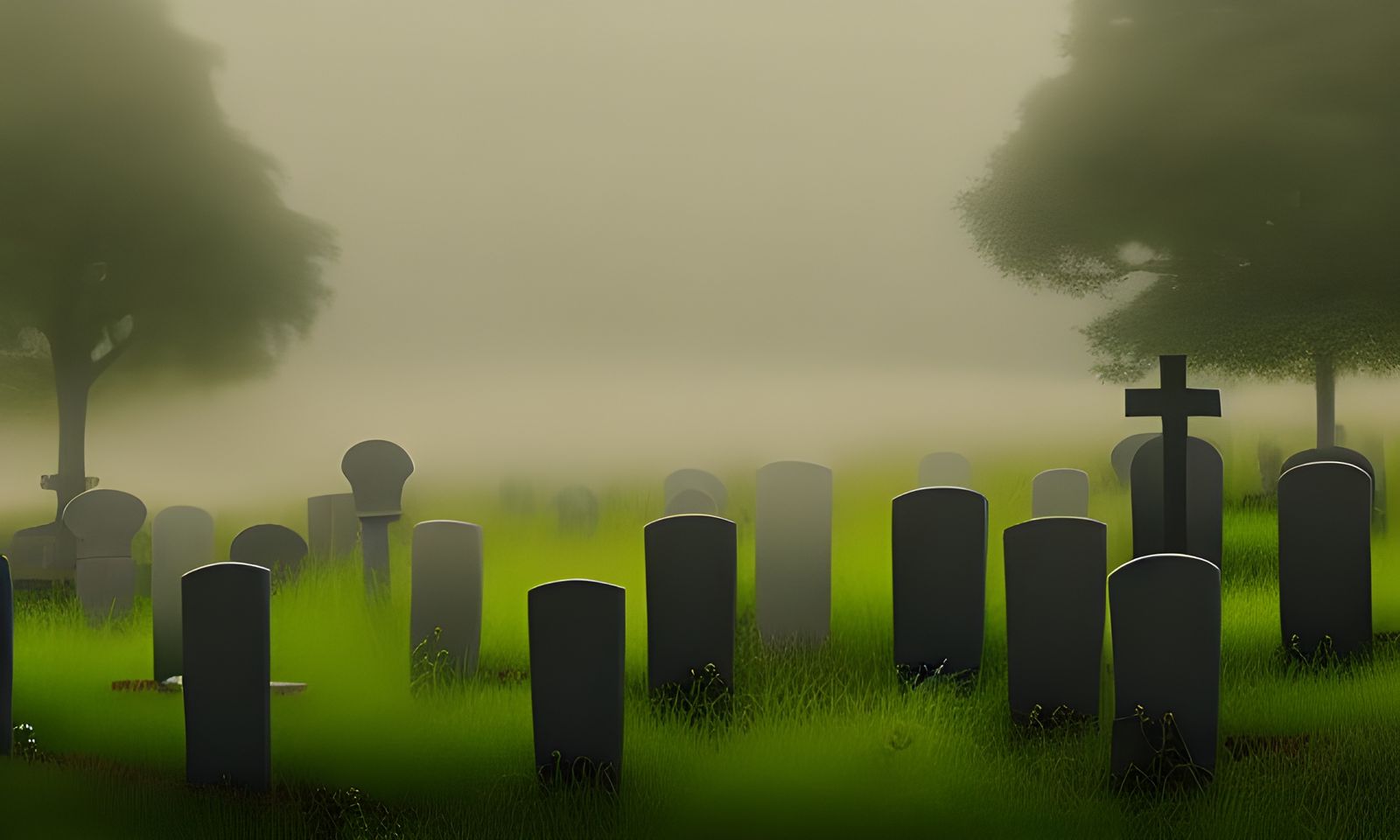 Ominous Cemetery Painting in Photorealistic Style