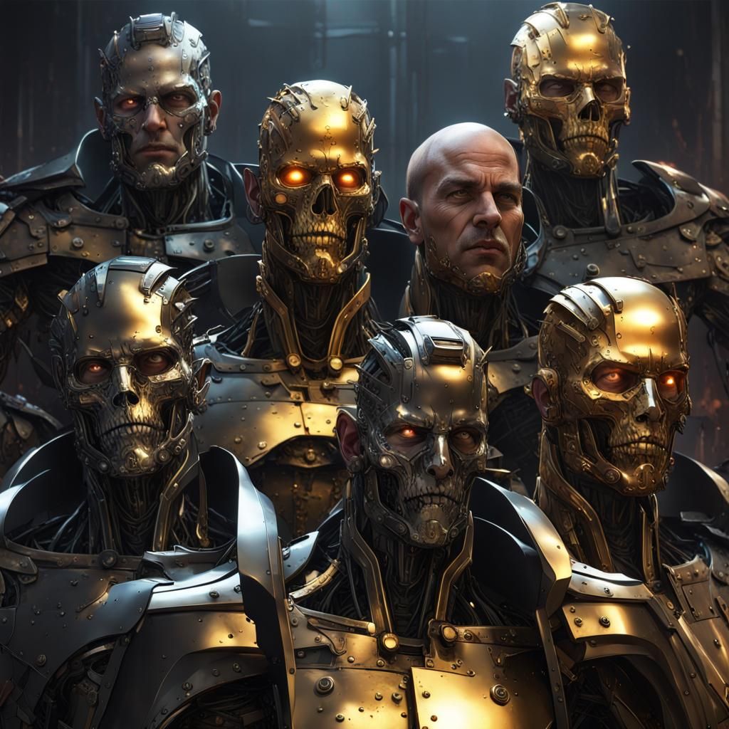 Menacing Terminators in War-Torn Landscape