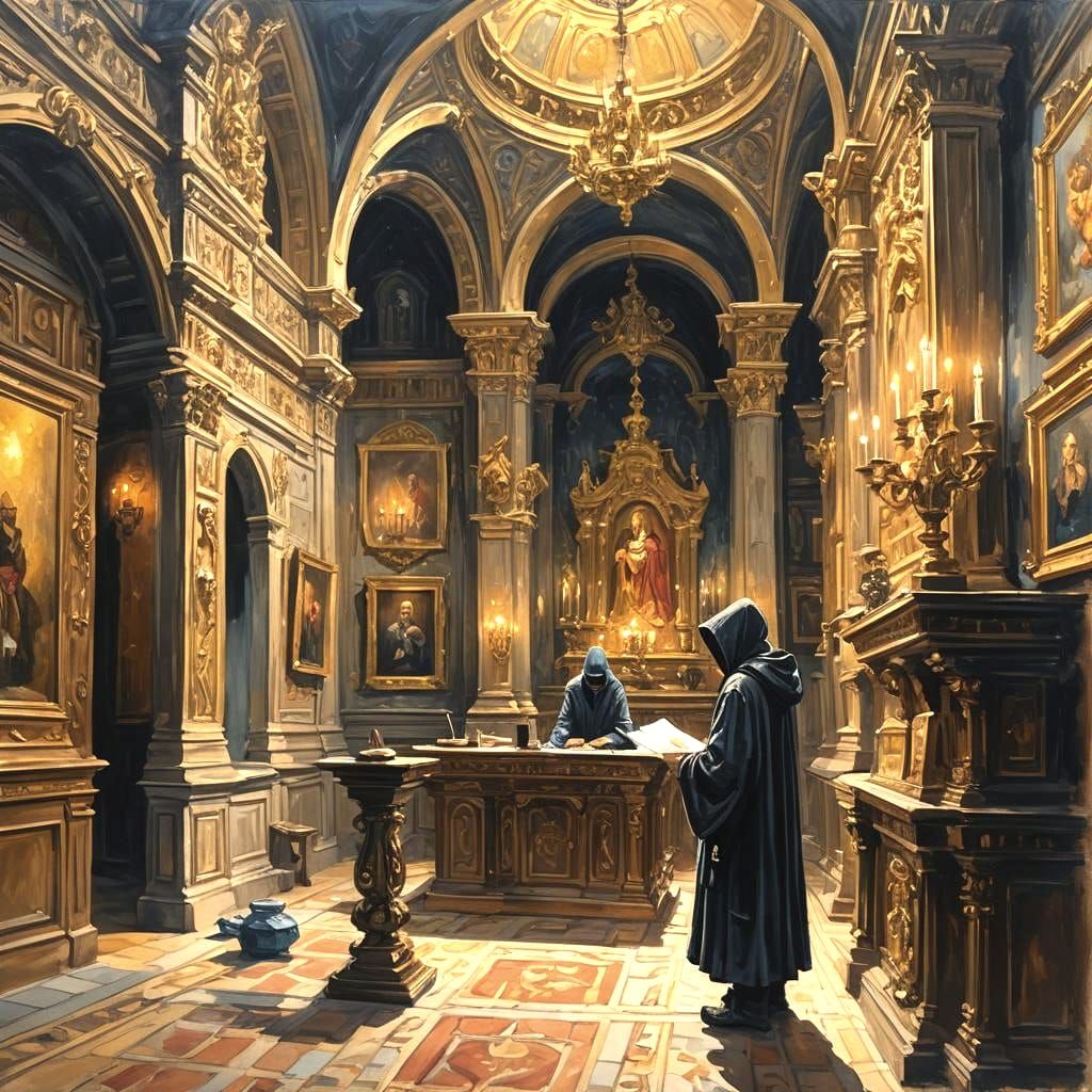 Gouache Style Clandestine Strategy Masterpiece