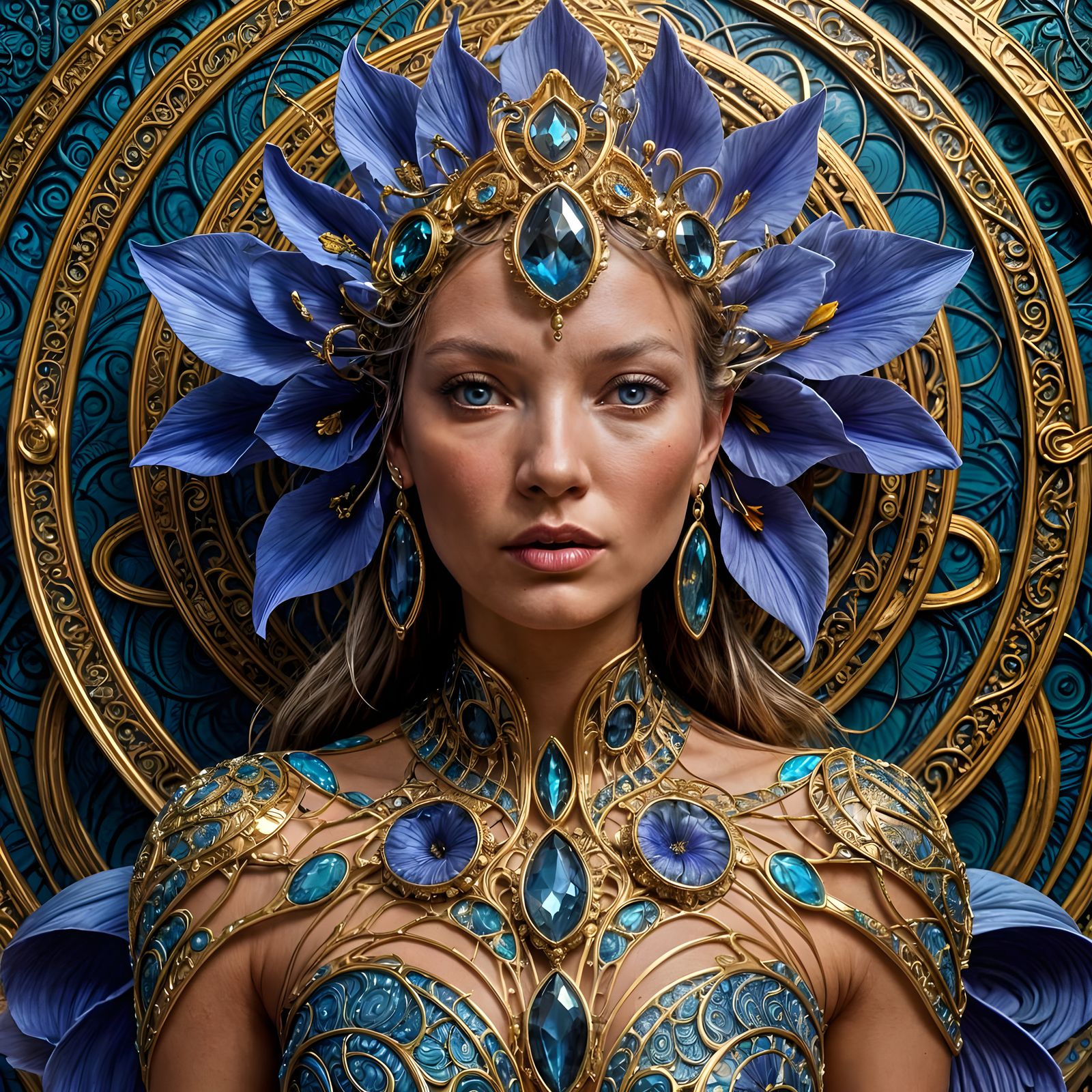 Ethereal Alien Goddess in Art Nouveau Splendor