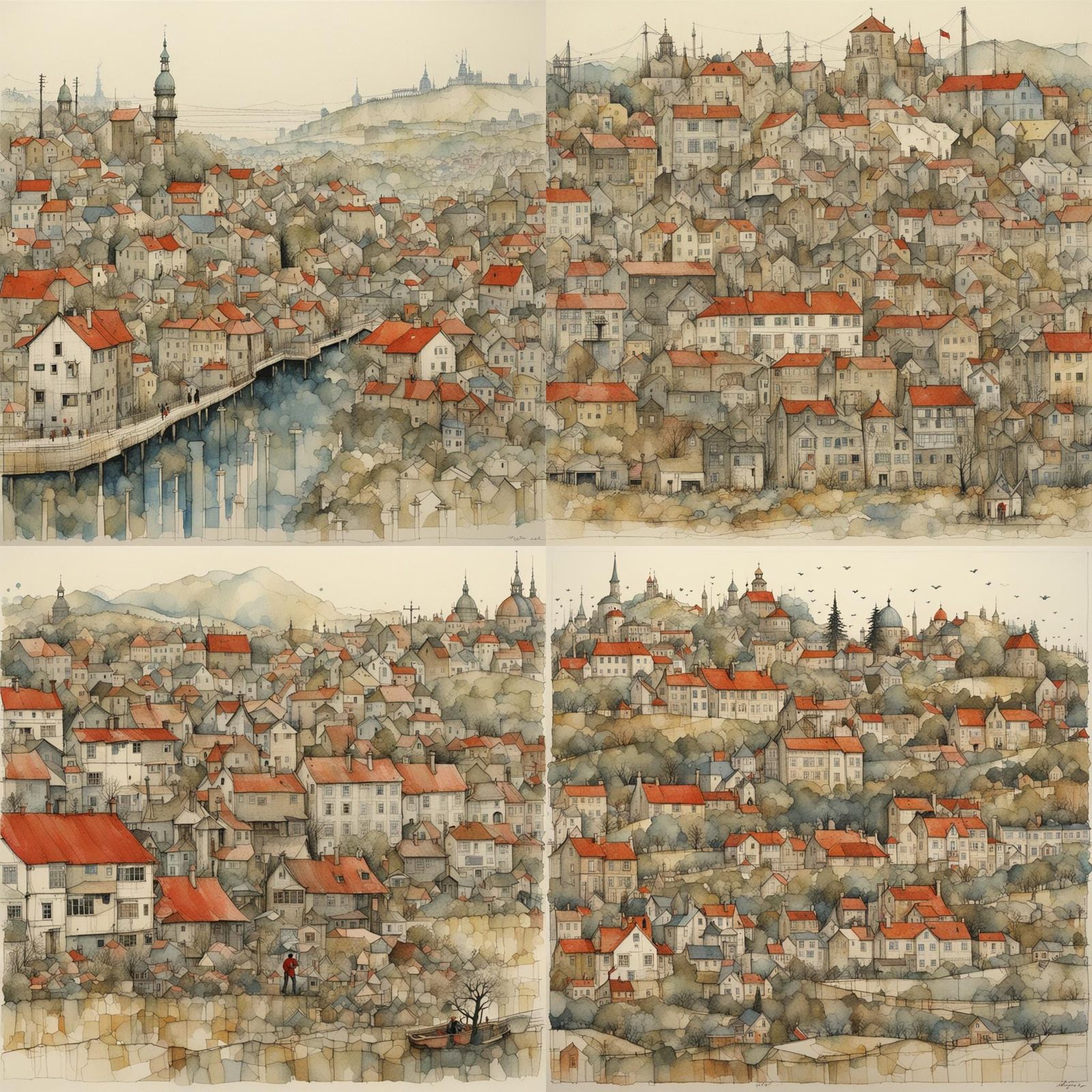 Whimsical Landscape Art with Intricate Detail