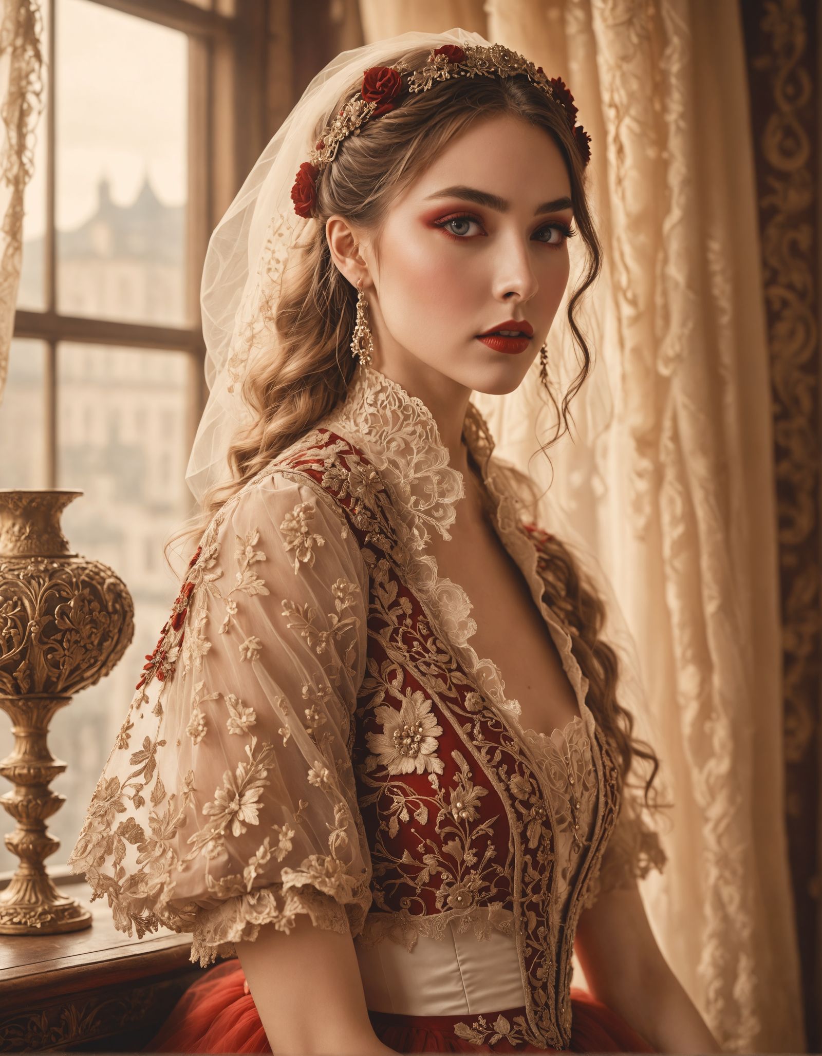 Romantic Poet in Golden Light: An Oil Painting