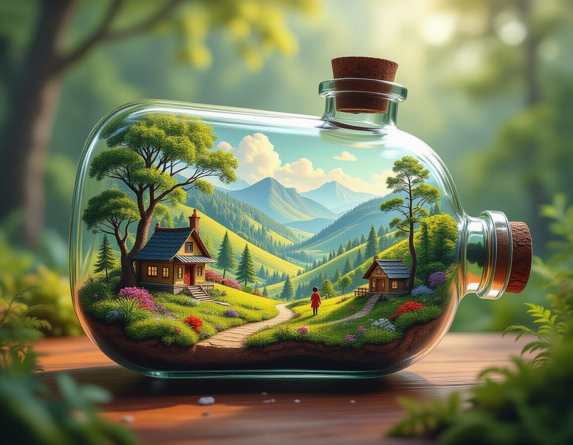 Whimsical Miniature Worlds Suspended in Medicine Bottles