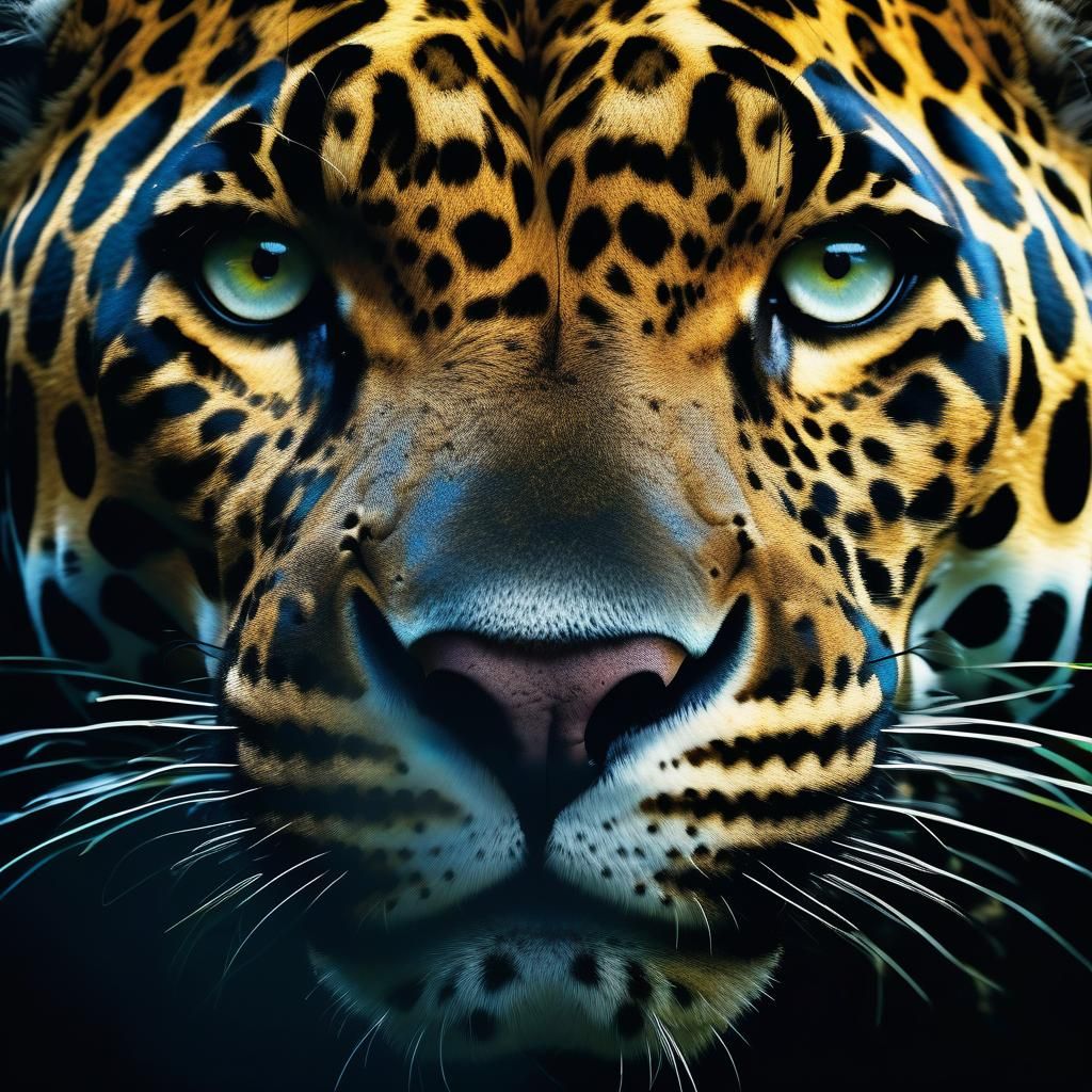 Jaguar Rainforest Portrait in Studio Lighting