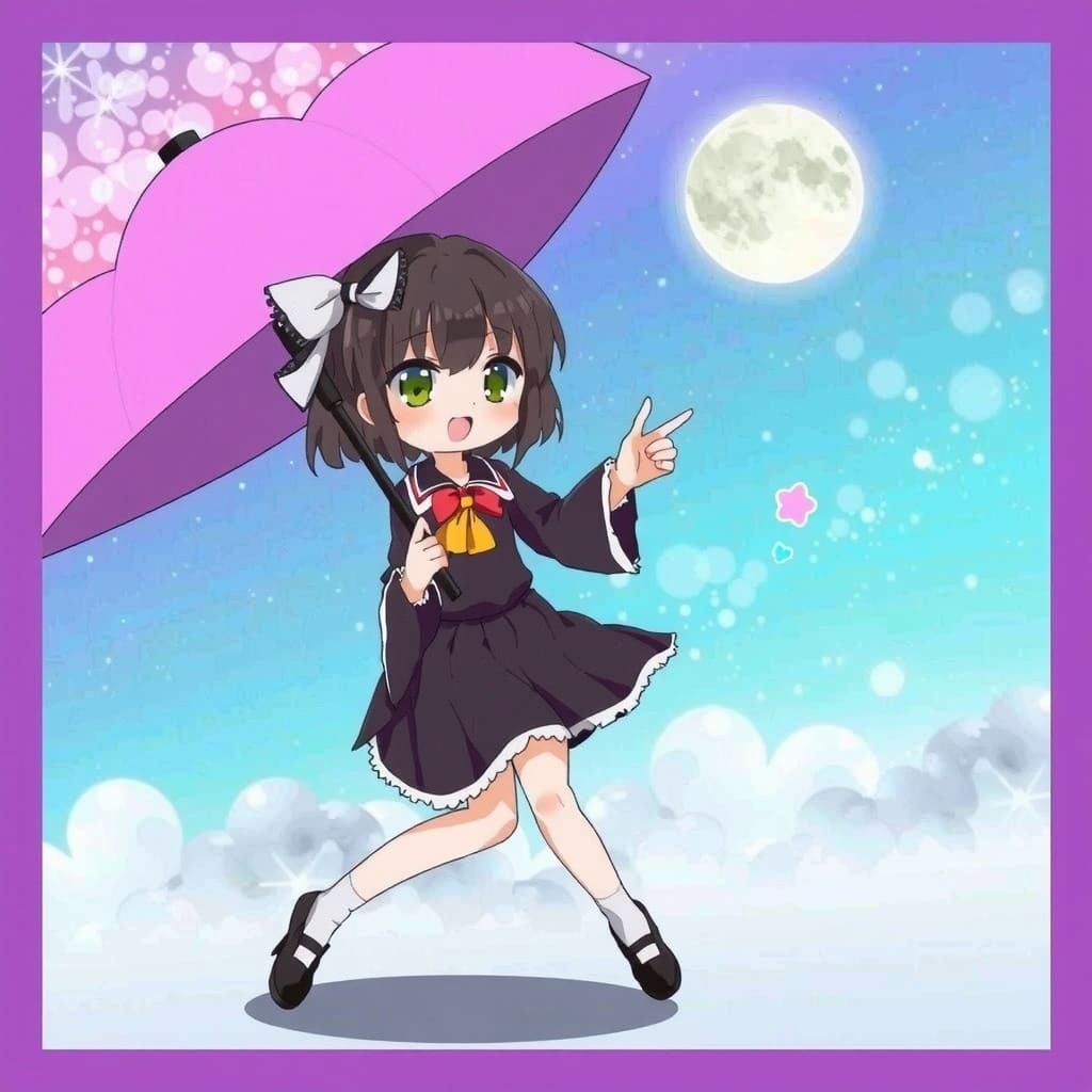 Chibi Kawaii Mochi Cat in Puffy Clouds