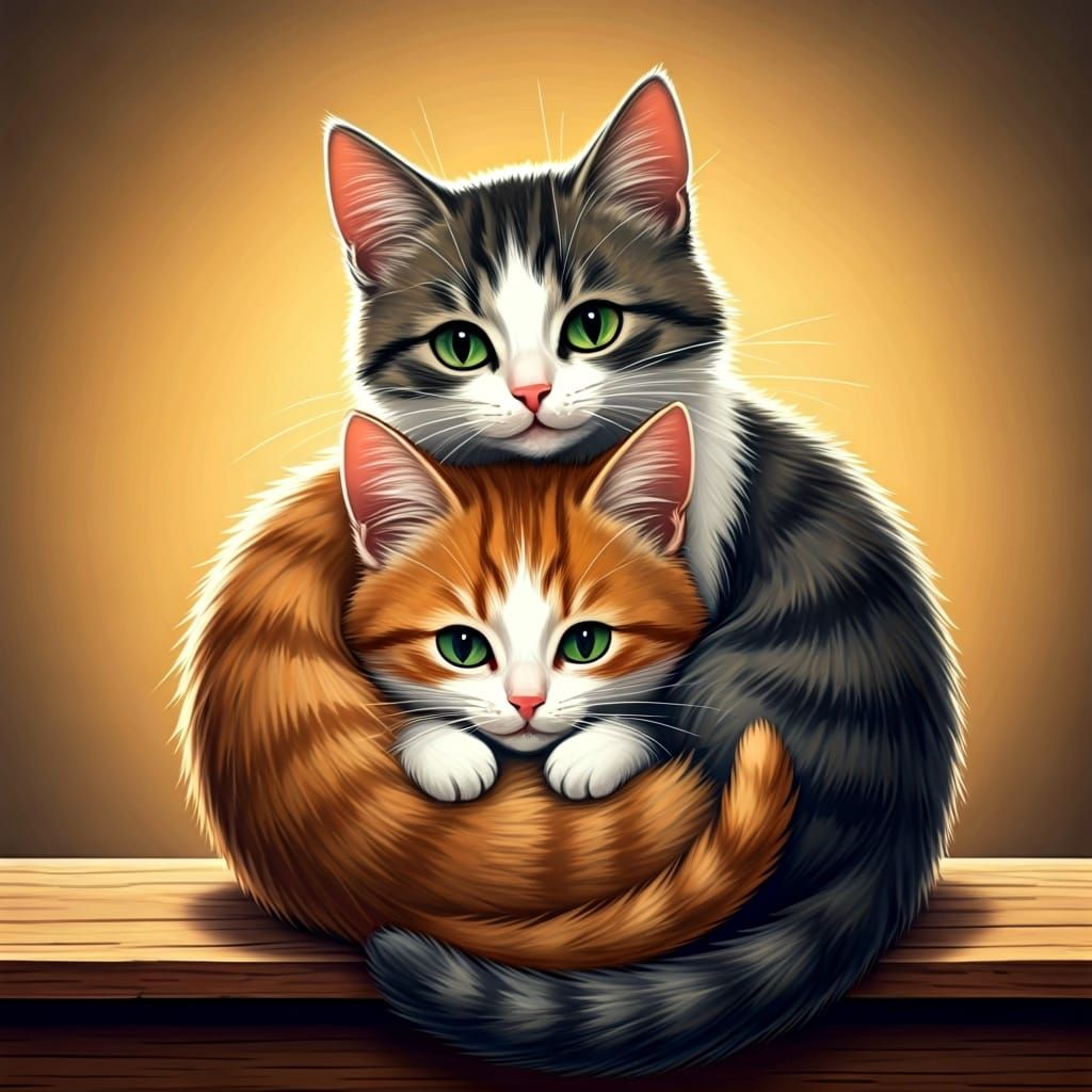 Adorable Cats in Whimsical Illustration Style