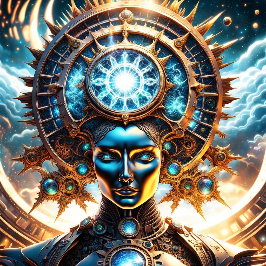 Holographic Astral Steampunk Engine in Cosmic Illustration