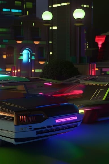 Fluorescent Cityscape: Dynamic Lighting in 3D Pop Art