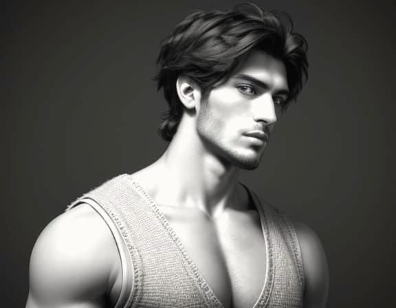 Striking Portrait of a Young Man in Pencil Sketch Style