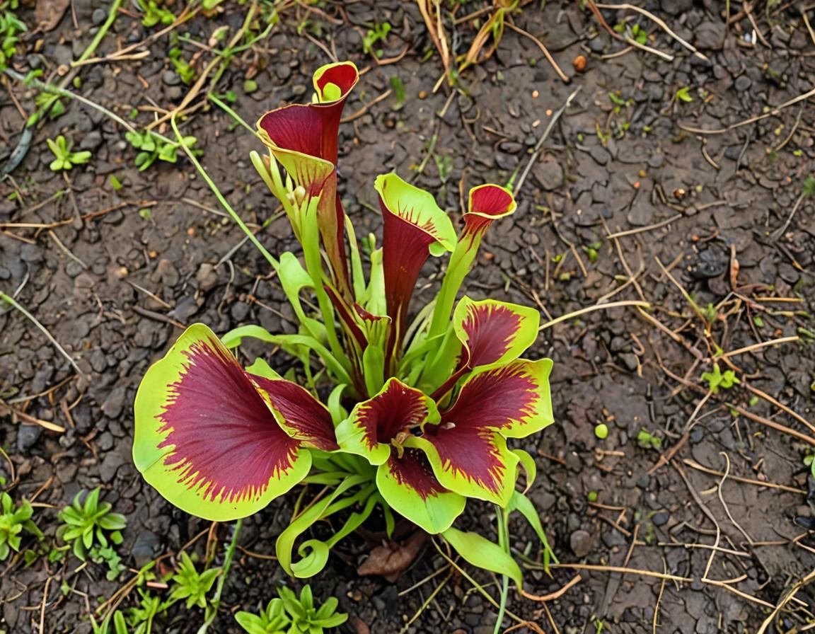 Vibrant Carnivorous Plant Digital Illustration