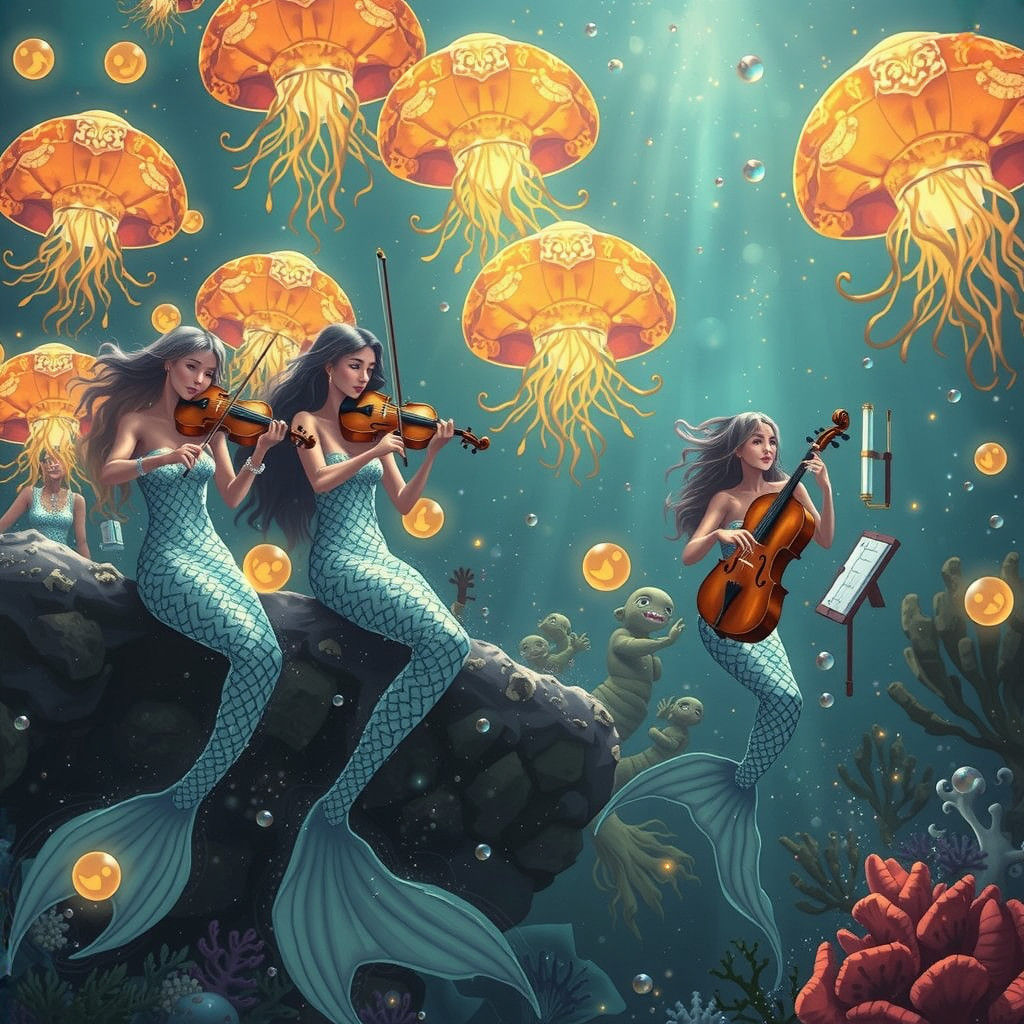 Mermaids Conductor Leads Underwater Symphony