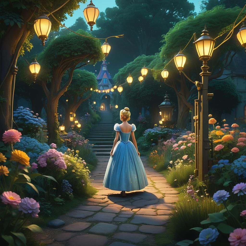 Cinderella in Enchanted Garden: Digital Matte Painting