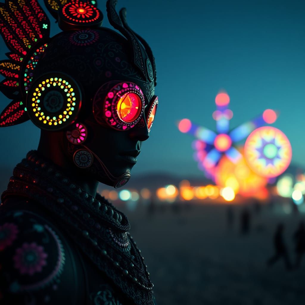 Burning Man Festival Photography in Hyper-Juju Style