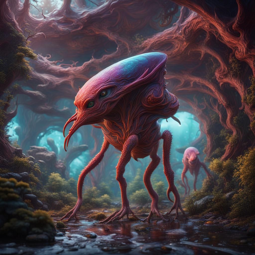 Colorful Extraterrestrial World: Detailed Matte Painting