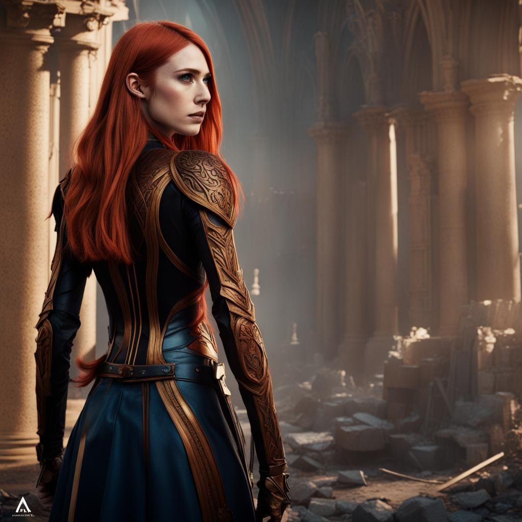 Karen Gillan as Mystical Magik in Vivid Fantasy Landscape