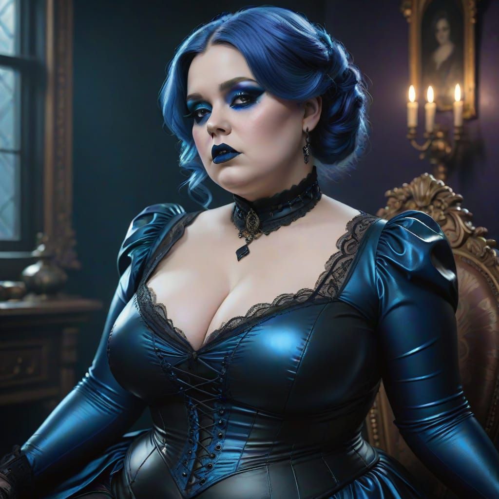 Seductive Dark Fantasy Goddess in Victorian Mourning Attire