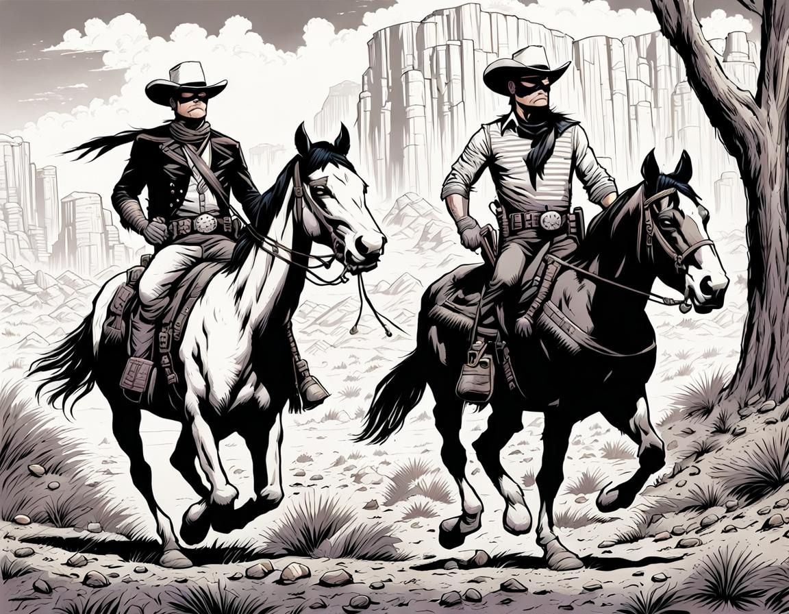 The Lone Ranger and Tonto as Peanuts characters Mark Brooks and Dan Mumford, comic book art, perfect, smooth