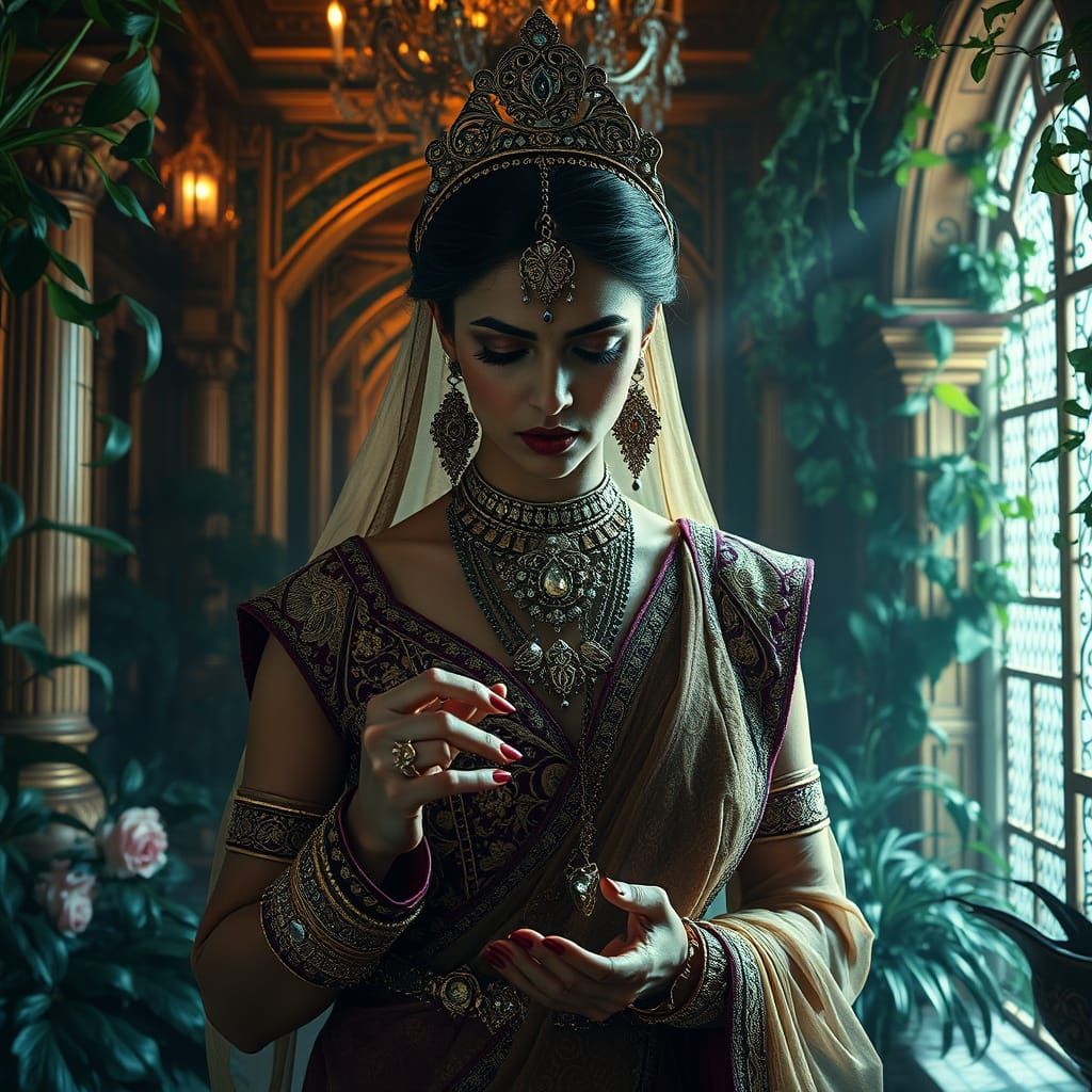 Victorian Indian Mage in Lush Palace