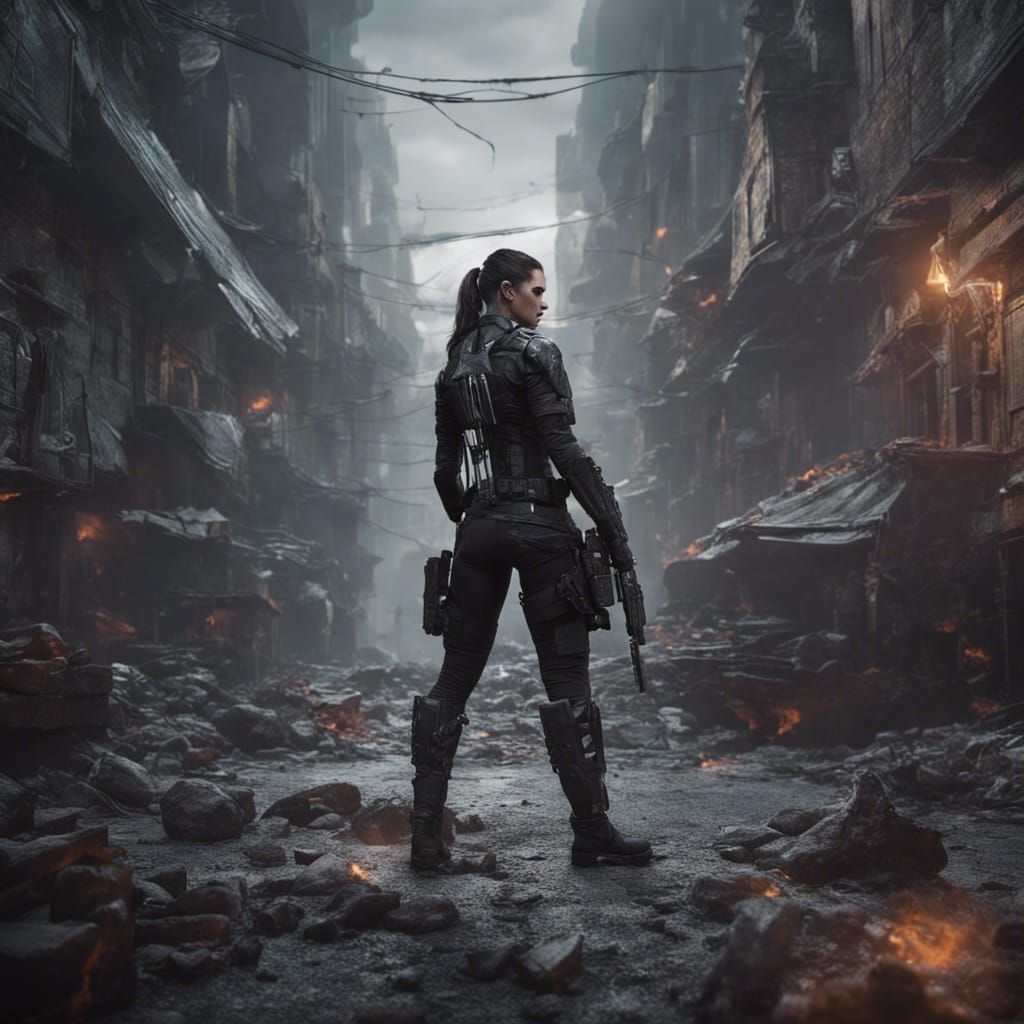 Female Punisher Concept Art in Detailed Matte Painting
