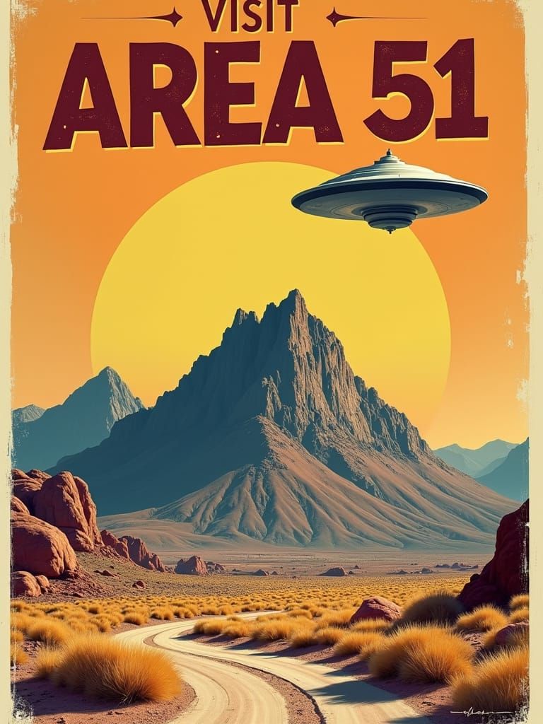 Vintage Poster: Visit Area 51 in Nevada
