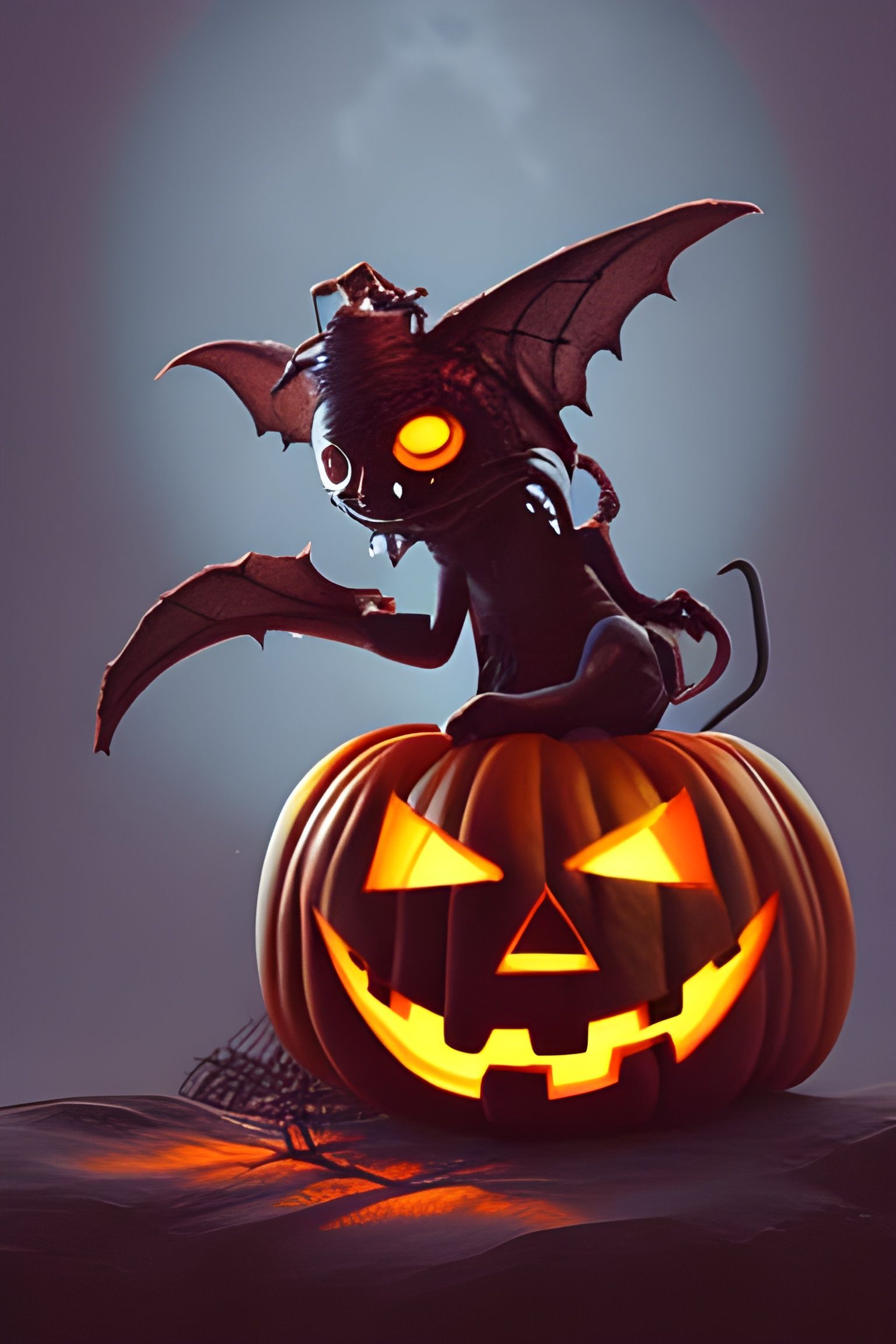 Menacing Halloween Pumpkin in 3D Digital Art