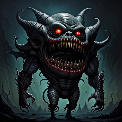 Super Cute Chibi Horror Creature in Fantasy Illustration