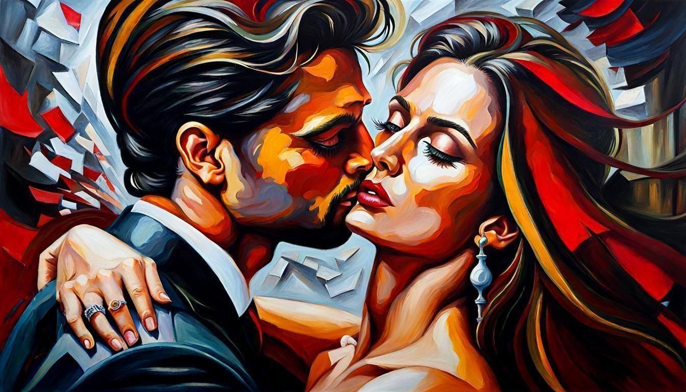 Expressive Oil Painting of Passion
