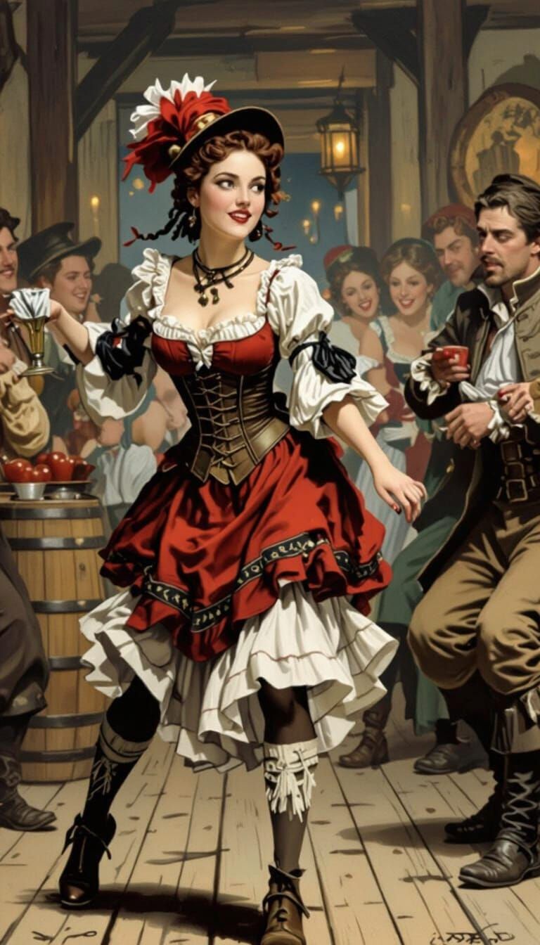 Tavern Wench Dancing, American Colonies Scene