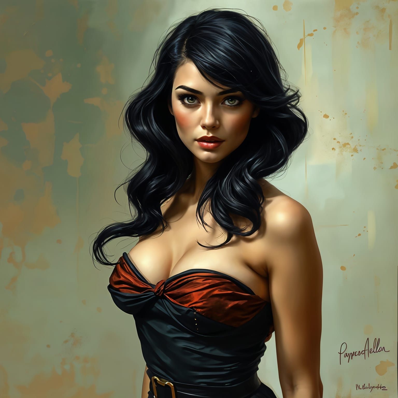 1950s Pin-Up in Atmospheric Tonalism Style