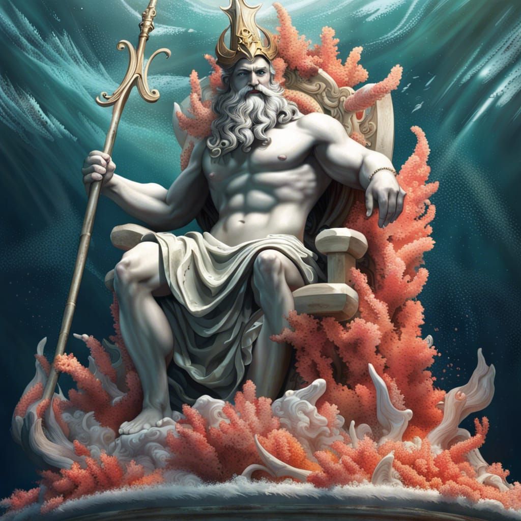 Poseidon Commands the Seas: A Hyperrealistic Vision