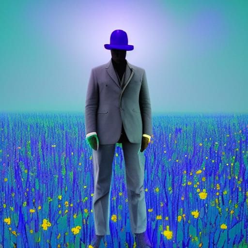 Transparent Man in Lapis Lazuli Field