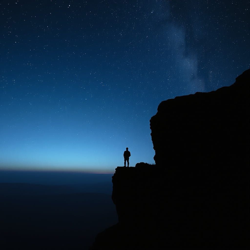 Ethereal Landscape at Dusk with Lone Figure