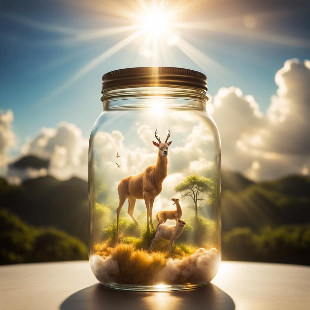 Animal Kingdom Inside a Jar with Divine Light