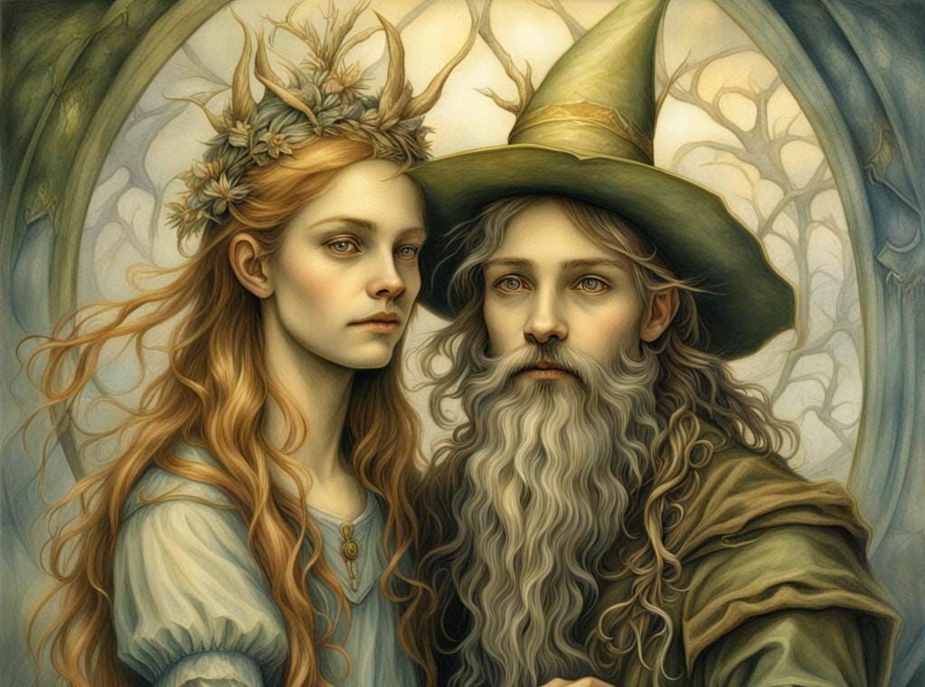Enchanting Elven Couple Portrait in Fantasy Style