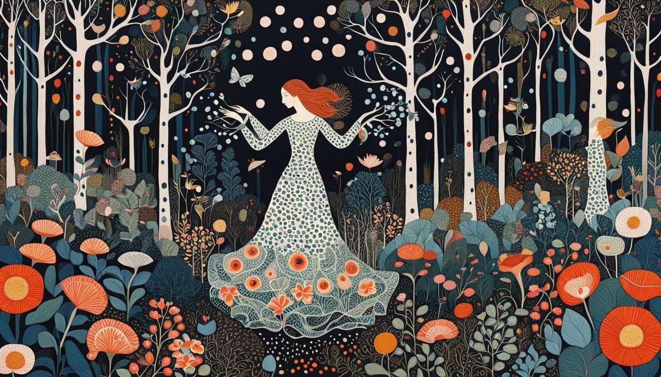 Blooming Goddess of the Turning Year in Vibrant Bio Art