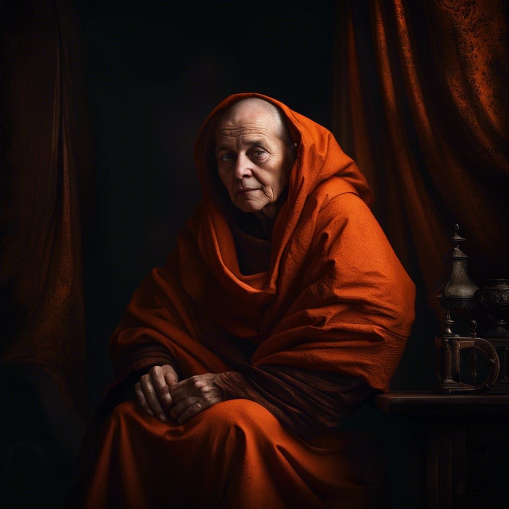 Monk Portrait in Baroque Style with Dramatic Lighting