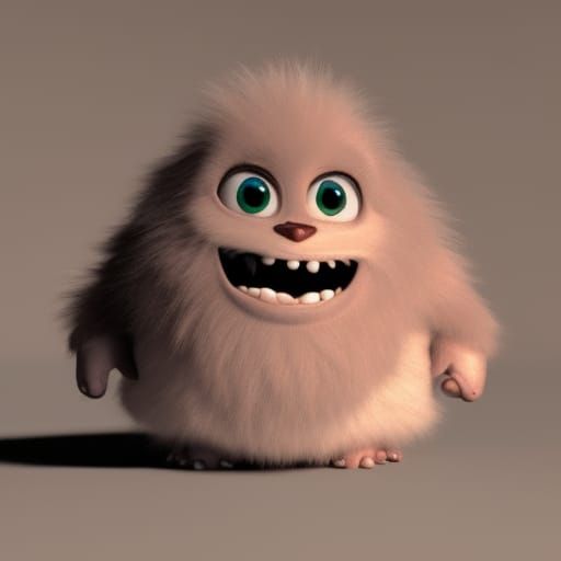 Adorable Fluffy Monster in Disney Pixar Style