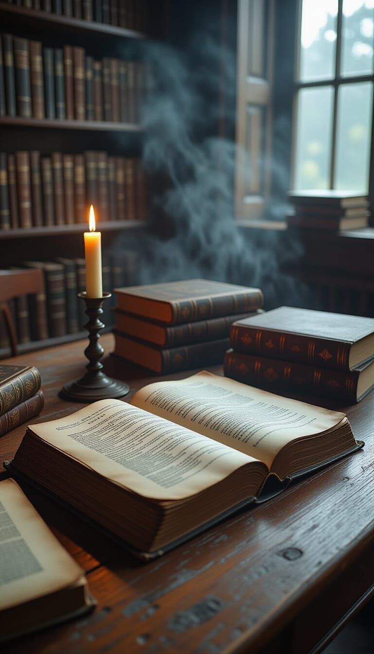 Candlelit Manuscripts in Hyperrealistic Style