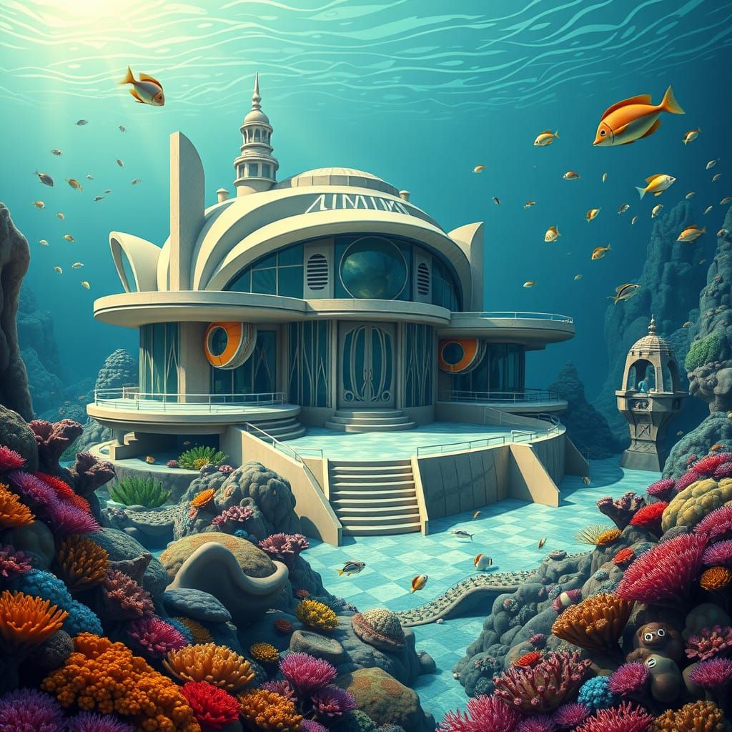 Underwater Art Deco Mansion in Bikini Bottom