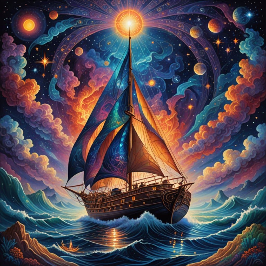 Full sail yacht on calm seas